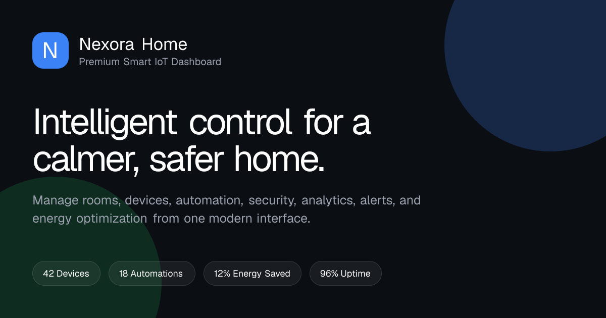 smart home IoT dashboard - Nexora Home
